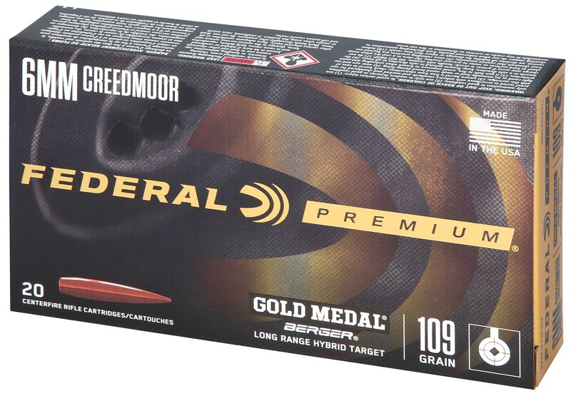 Gold Medal Berger, 6mm Creedmoor, 109 Grain, Berger Hybrid, 2900 fps