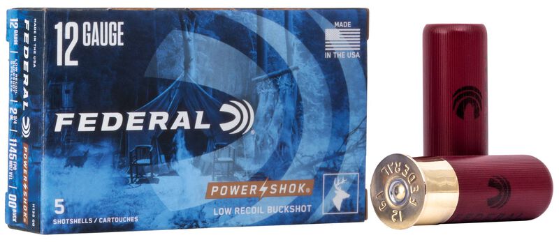Power-Shok Buckshot - Low Recoil, 12 Gauge, 00 Buck Shot, 2-3/4 in, 1140 fps