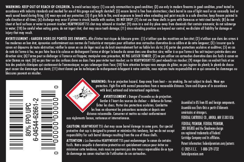 3rd Degree with HEAVYWEIGHT TSS, 12 Gauge, 5, 6 and 7 Shot, 3 in, 1 3/4 oz, 1250 fps