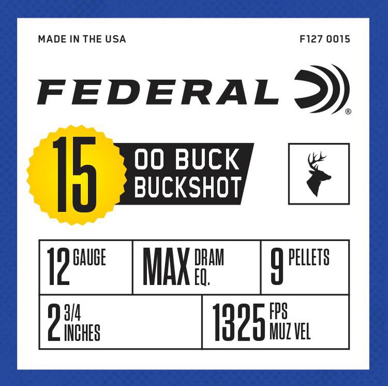 Power-Shok Buckshot, 12 Gauge, 00 Buck Shot, 2-3/4 in, 1325 fps