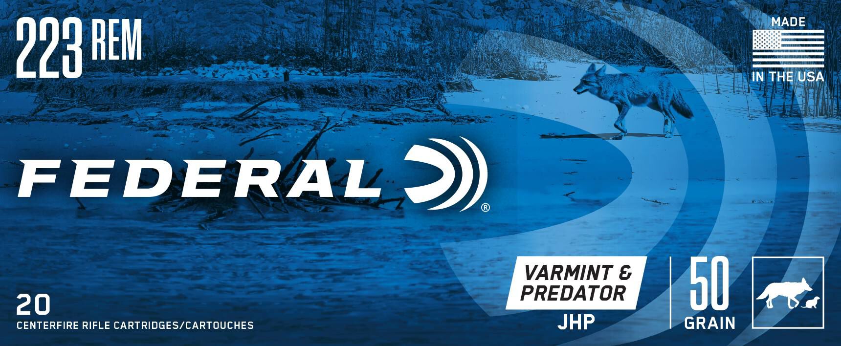 Federal 223 Rem 50gr JHP – Reliable .223 Remington Varmint Ammo, 3325 fps, 20 Rounds 3 Federal 223 Rem 50gr JHP – Reliable .223 Remington Varmint Ammo, 3325 fps, 20 Rounds - Image 3