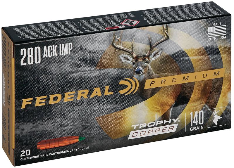 Trophy Copper, 280 Ackley Improved, 140 Grain, Trophy Copper, 3075 fps