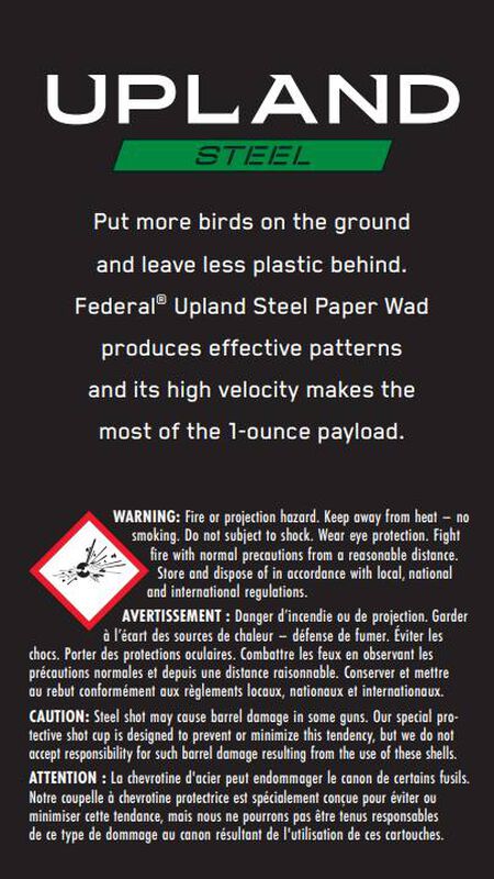 Upland Steel Paper Wad, 12 Gauge, 7.5 Shot, 2-3/4 in, 1 oz, 1330 fps