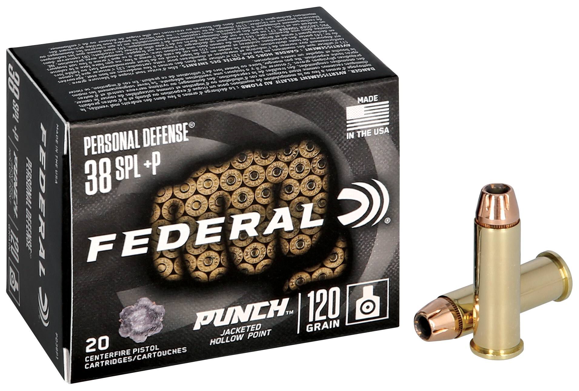 Federal 38 Special 120gr Punch JHP +P – Reliable .38 Special +P Defense Ammo, 1000 fps, 20 Rounds 2 Federal 38 Special 120gr Punch JHP +P – Reliable .38 Special +P Defense Ammo, 1000 fps, 20 Rounds - Image 2