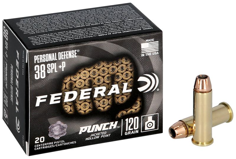 Personal Defense Punch, 38 Special +P, 120 Grain, Jacketed Hollow Point, 1000 fps