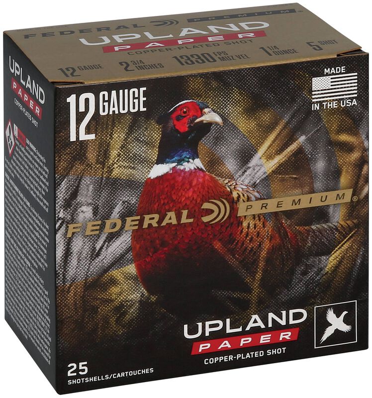 Upland Paper, 12 Gauge, 5 Shot, 2-3/4 in, 1 1/4 oz, 1330 fps