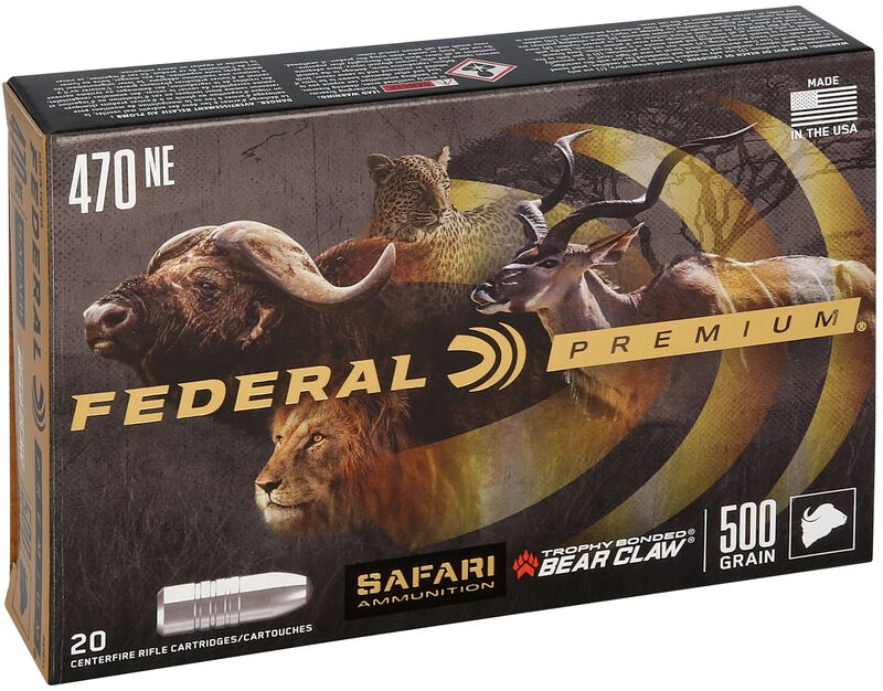 Safari Trophy Bonded Bear Claw, 470 Nitro Express, 500 Grain, Trophy Bonded Bear Claw, 2150 fps