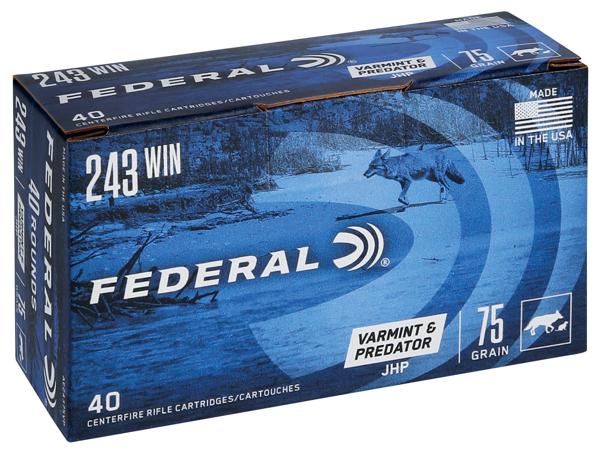 Federal 243 Win 75gr JHP – Reliable .243 Winchester Varmint Ammo, 3375 fps, 20 Rounds 2 Federal 243 Win 75gr JHP – Reliable .243 Winchester Varmint Ammo, 3375 fps, 20 Rounds - Image 2