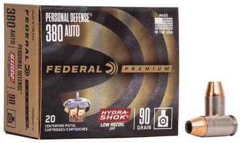 Personal Defense Hydra-Shok Low Recoil, 380 Auto, 90 Grain, Hydra-Shok Jacketed Hollow Point, 1000 fps
