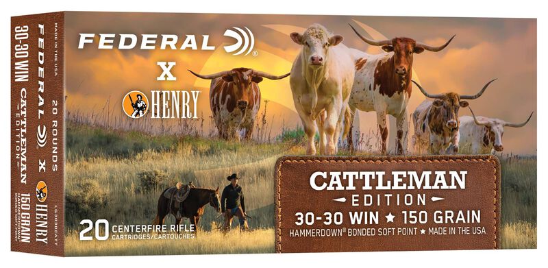 Federal x Henry Cattleman Edition, 30-30 Win, 150 Grain, Bonded Soft Point, 2390 fps
