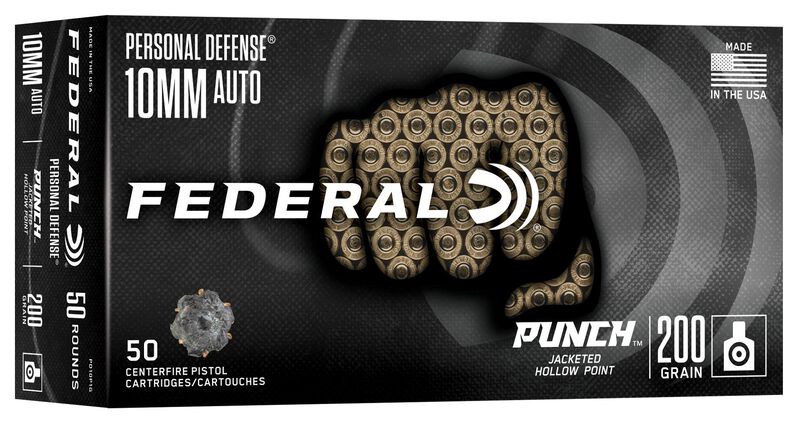 Personal Defense Punch, 10mm Auto, 200 Grain, Jacketed Hollow Point, 1100 fps