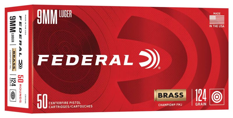 Champion Training, 9mm Luger, 124 Grain, Full Metal Jacket, 1090 fps