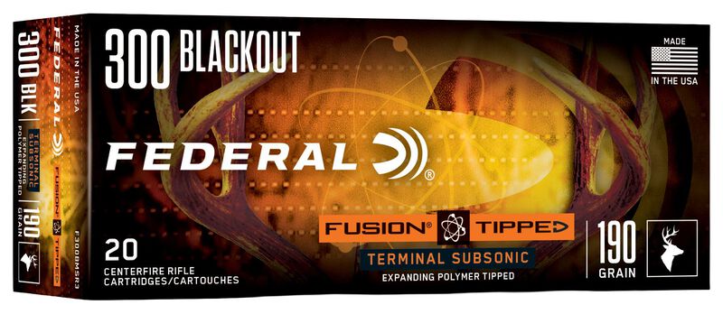 Federal Subsonic, 300 Blackout, 190 Grain, Fusion Tipped, 1000 fps