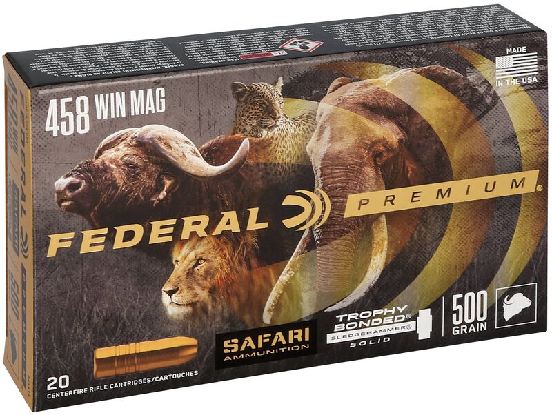 Safari Trophy Bonded Sledgehammer Solid, 458 Win Magnum, 500 Grain, Trophy Bonded Sledgehammer Solid, 1950 fps