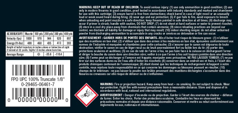 American Eagle Rifle Suppressor, 300 Blackout, 220 Grain, Open Tip Match, 1000 fps