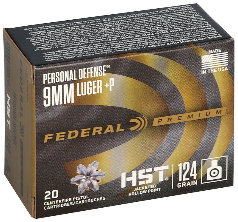 Personal Defense HST, 9mm Luger +P, 124 Grain, HST Jacketed Hollow Point, 1200 fps