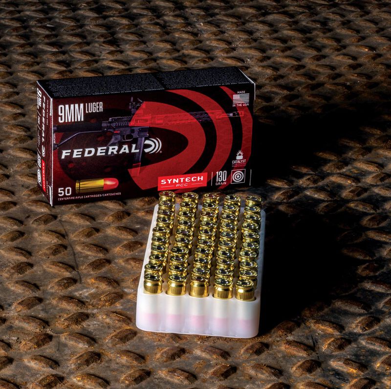 Syntech PCC, 9mm Luger, 130 Grain, Syntech Jacket Flat Nose, 1140 fps
