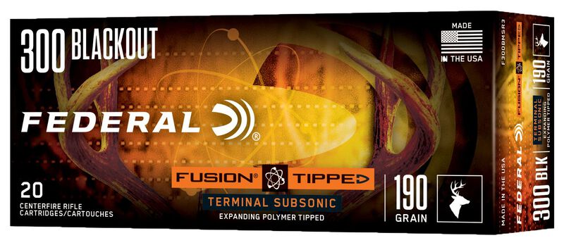 Federal Subsonic, 300 Blackout, 190 Grain, Fusion Tipped, 1000 fps