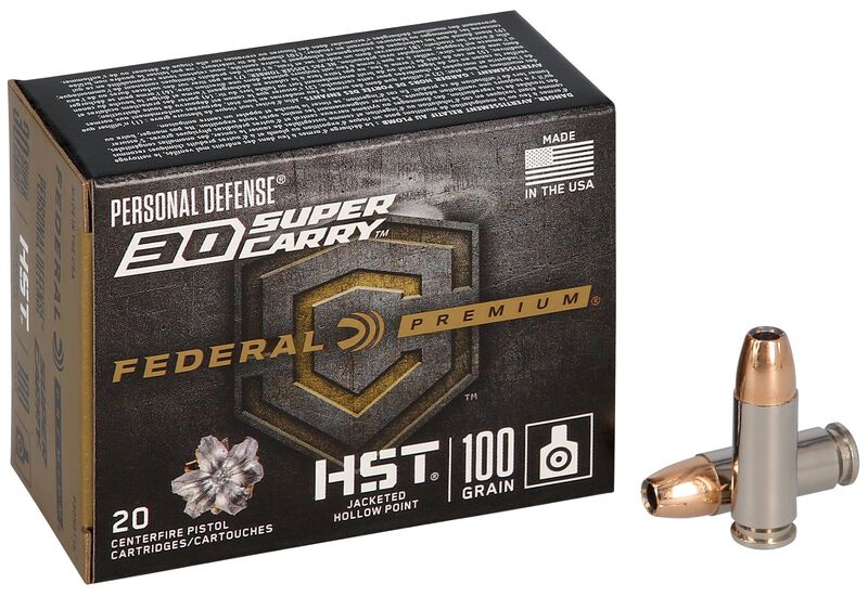 Personal Defense HST, 30 Super Carry, 100 Grain, HST Jacketed Hollow Point, 1250 fps