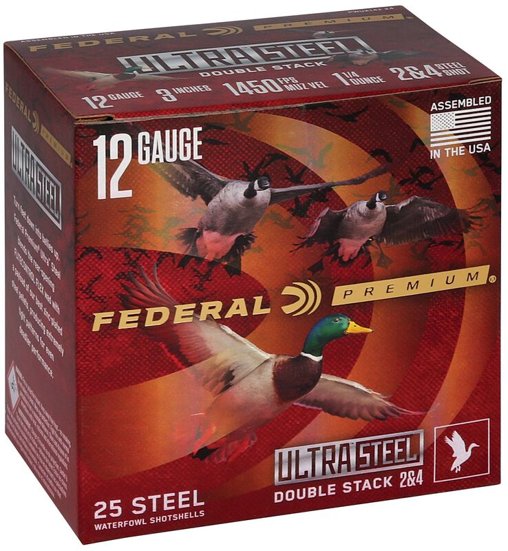 Ultra Steel, 12 Gauge, 2 and 4 Shot, 3 in, 1 1/4 oz, 1450 fps