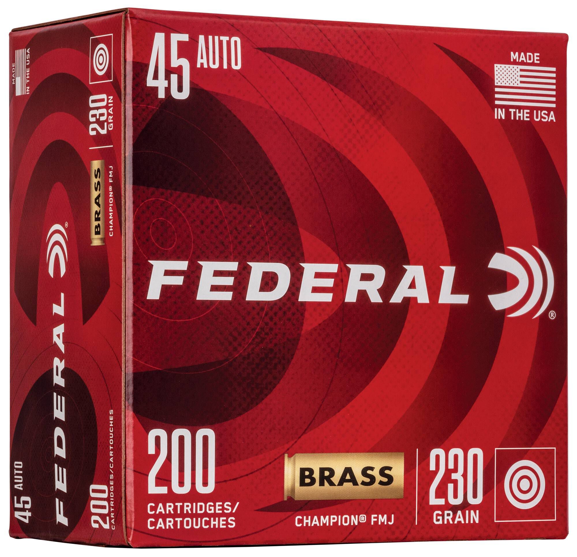 Federal 45 ACP 230gr FMJ Champion 200 – Proven 45 Auto Range Ammo, 830 fps, 200 Rounds - Image 2