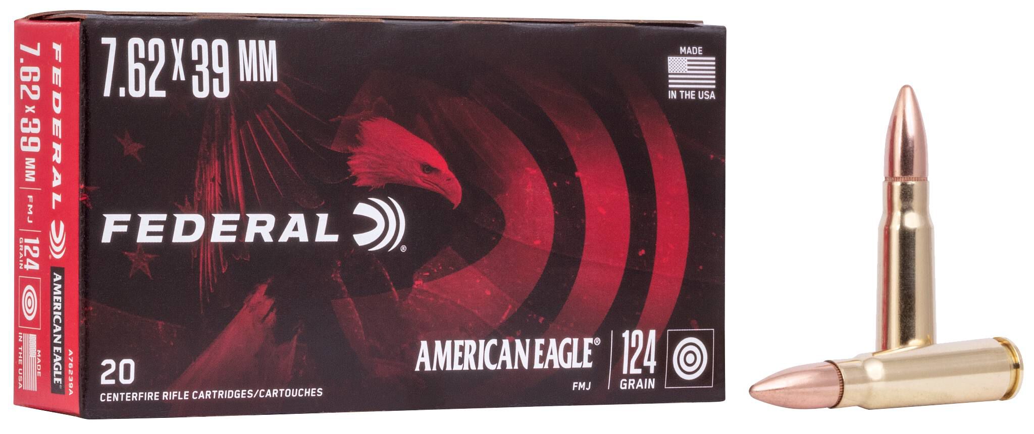 【超希少・外箱フィルム付】アメリカンイーグルリアルイシュー NO.77 残9割 Buy American Eagle Rifle 7.62x39 Ammo | 124 Grain, 2350 FPS | Federal