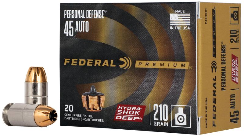 Personal Defense Hydra-Shok Deep, 45 Auto, 210 Grain, Hydra-Shok Deep Jacketed Hollow Point, 980 fps