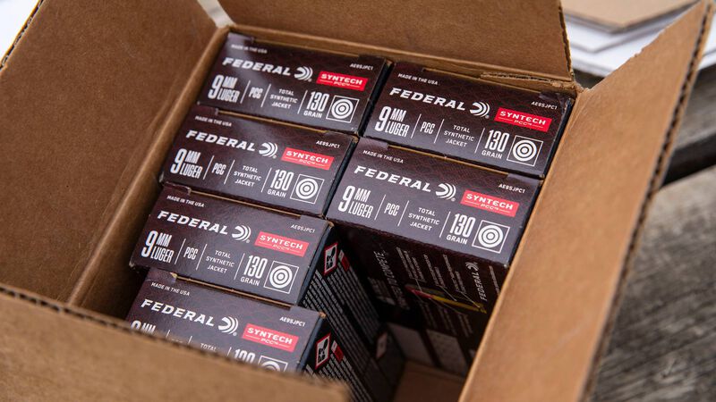 Syntech PCC, 9mm Luger, 130 Grain, Syntech Jacket Flat Nose, 1140 fps