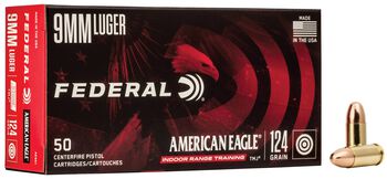 American Eagle Indoor Range Training, 9mm Luger, 124 Grain, Full Metal Jacket, 1120 fps