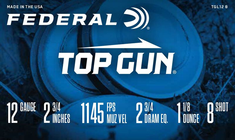 Top Gun, 12 Gauge, 8 Shot, 2-3/4 in, 1 1/8 oz, 1145 fps