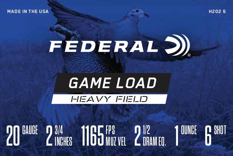 Game Load Upland Heavy Field, 20 Gauge, 6 Shot, 2-3/4 in, 1 oz, 1165 fps