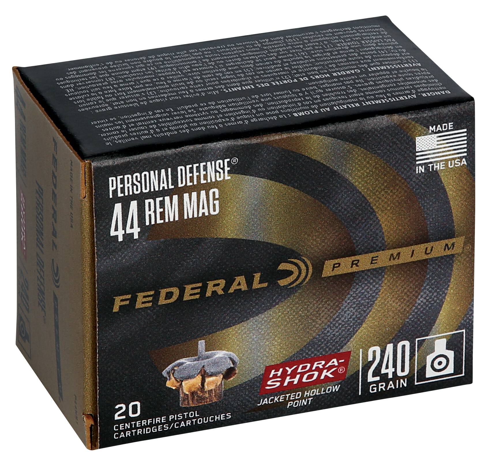 Federal 44 Mag 240gr Hydra-Shok – Reliable .44 Rem Mag Defense Ammo, 1210 fps, 20 Rounds 2 Federal 44 Mag 240gr Hydra-Shok – Reliable .44 Rem Mag Defense Ammo, 1210 fps, 20 Rounds - Image 2