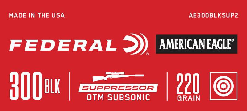 American Eagle Rifle Suppressor, 300 Blackout, 220 Grain, Open Tip Match, 1000 fps