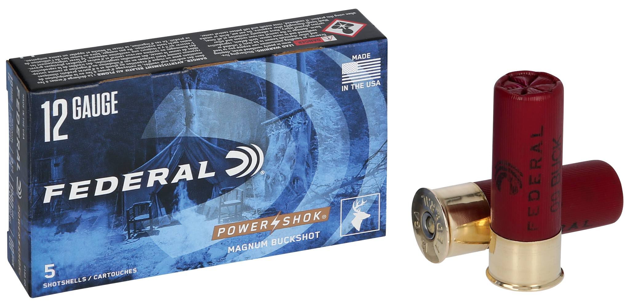Federal Power-Shok 12ga 00 Buck Magnum 12 Pellet 2-3/4in – Heavy-Hitting Deer and Hog Load, 5 Rounds 3 Federal Power-Shok 12ga 00 Buck Magnum 12 Pellet 2-3/4in – Heavy-Hitting Deer and Hog Load, 5 Rounds - Image 3