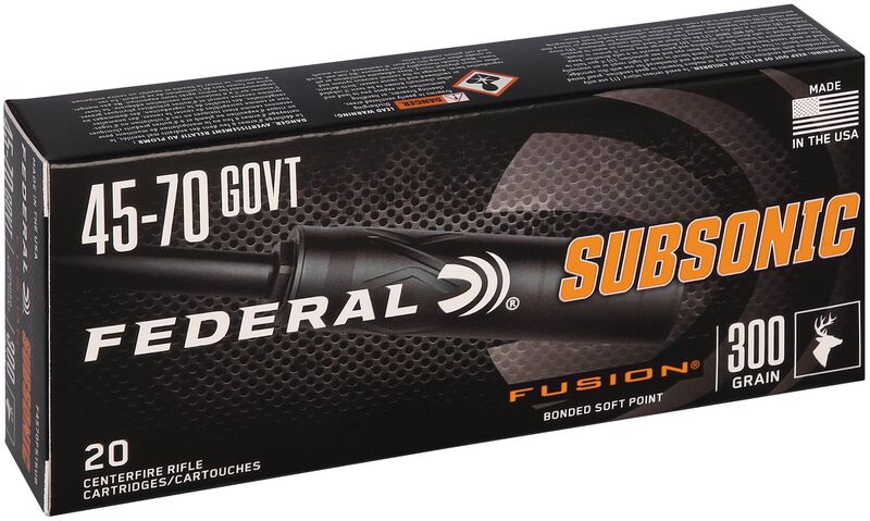 Federal Subsonic, 45-70 Government, 300 Grain, Fusion Soft Point, 1000 fps