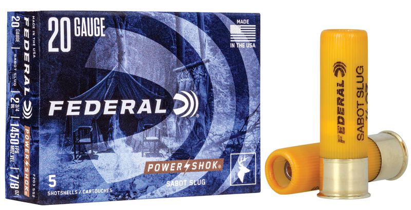 Power-Shok Sabot Slug, 20 Gauge, 328 Grain, 2-3/4 in, 1450 fps