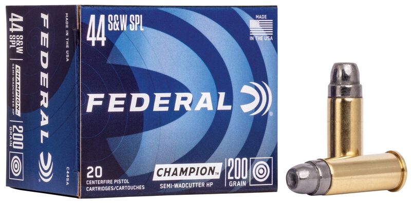 Champion Training, 44 S&amp;W Spl, 200 Grain, Semi-Wadcutter Hollow Point, 870 fps