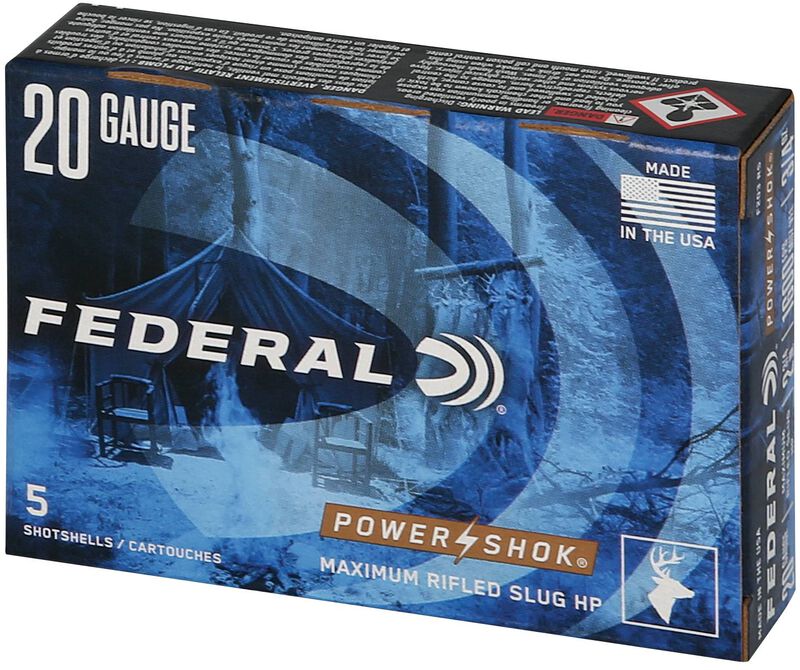 Power-Shok Rifled Slug, 20 Gauge, 328 Grain, 2-3/4 in, 1600 fps