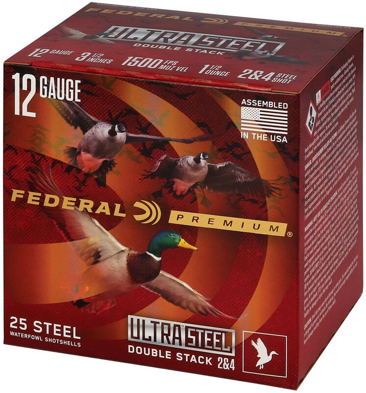 Ultra Steel, 12 Gauge, 2 and 4 Shot, 3-1/2 in, 1 1/2 oz, 1500 fps