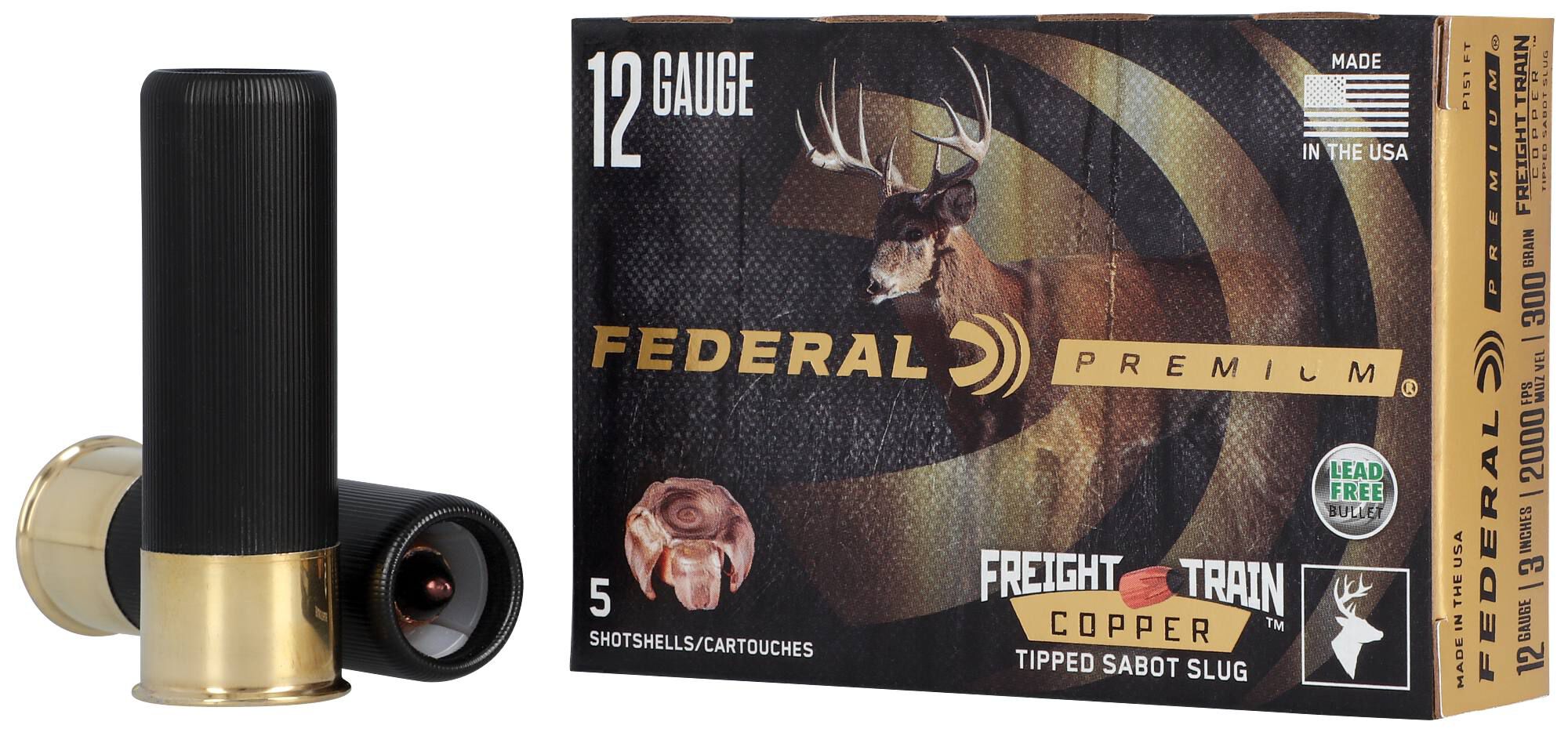 Federal 12 ga 300gr Freight Train Slug – Powerful 12 Gauge 3 in Hunting Ammo, 2000 fps, 5 Rounds 2 Federal 12 ga 300gr Freight Train Slug – Powerful 12 Gauge 3 in Hunting Ammo, 2000 fps, 5 Rounds - Image 2