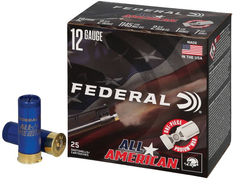All-American, 12 Gauge, 7.5 Shot, 2-3/4 in, 1 1/8 oz, 1145 fps