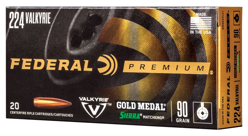 Gold Medal Sierra MatchKing, 224 Valkyrie, 90 Grain, Sierra Matchking Boat-Tail Hollow Point, 2700 fps