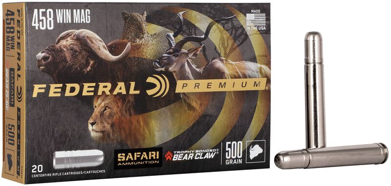 Safari Trophy Bonded Bear Claw, 458 Win Magnum, 500 Grain, Trophy Bonded Bear Claw, 2090 fps