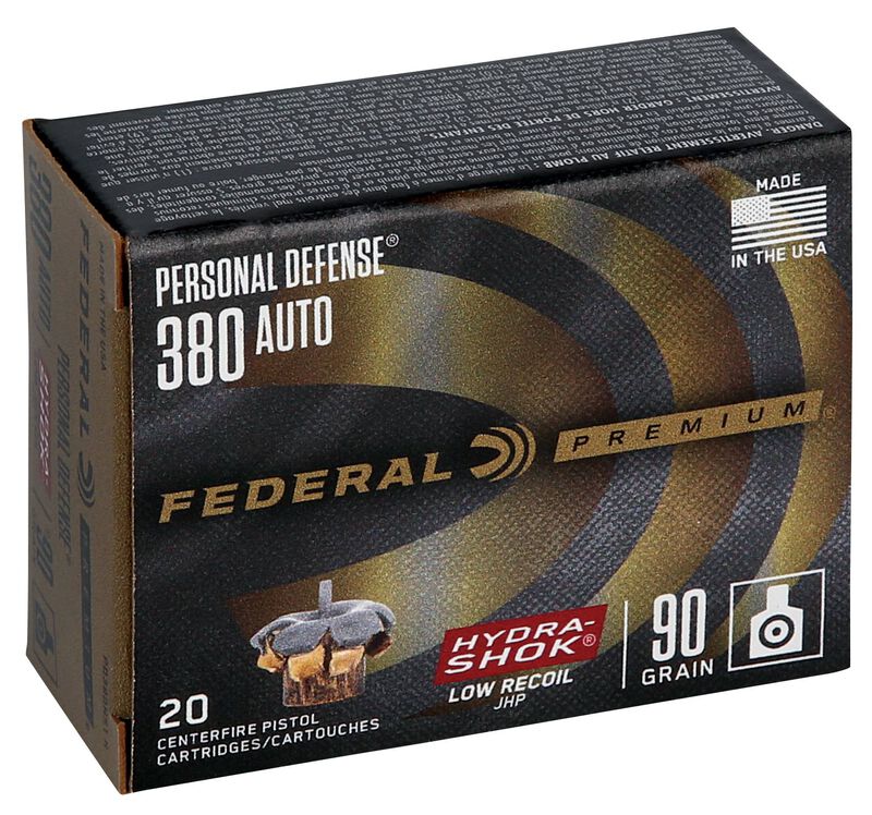 Personal Defense Hydra-Shok Low Recoil, 380 Auto, 90 Grain, Hydra-Shok Jacketed Hollow Point, 1000 fps