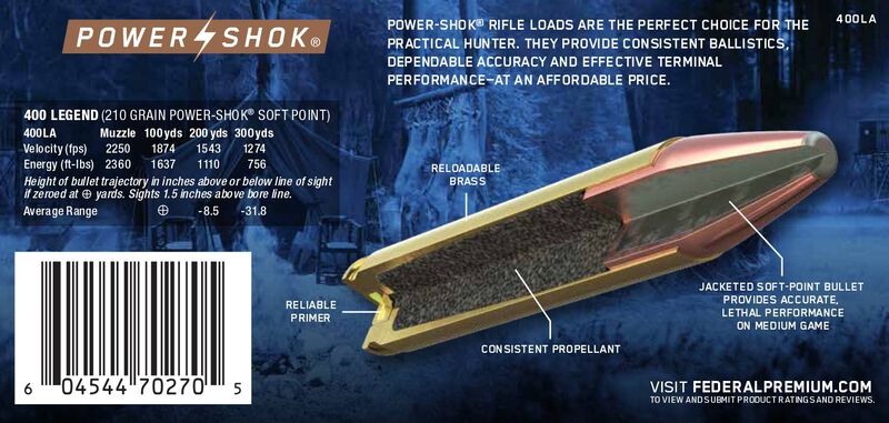 Power-Shok Rifle, 400 Legend, 210 Grain, Soft Point, 2250 fps