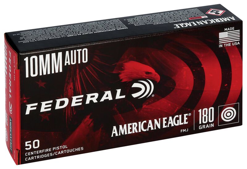 American Eagle Handgun, 10mm Auto, 180 Grain, Full Metal Jacket, 1030 fps