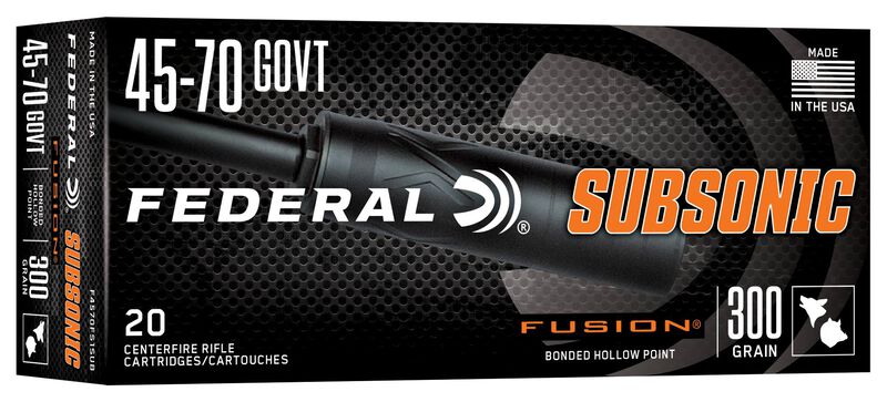 Federal Subsonic, 45-70 Government, 300 Grain, Fusion Soft Point, 1000 fps