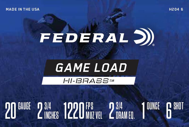 Game Load Upland Hi-Brass, 20 Gauge, 6 Shot, 2-3/4 in, 1 oz, 1220 fps