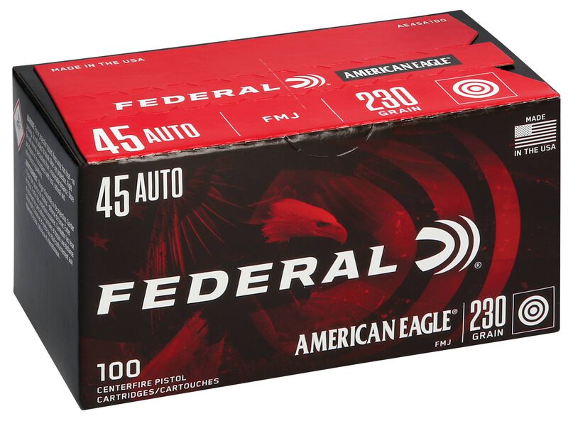 American Eagle Handgun, 45 Auto, 230 Grain, Full Metal Jacket, 890 fps