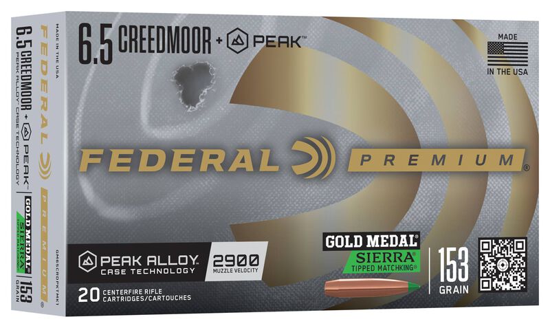 Gold Medal Sierra Tipped MatchKing, 6.5 Creedmoor +Peak, 153 Grain, Sierra Tipped MatchKing, 2900 fps